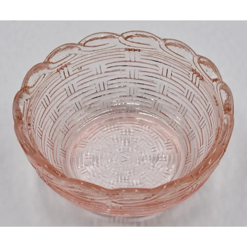 Vintage Hsinchu AA Imports Nesting Bird Pink Depression Glass Covered Bowl Dish